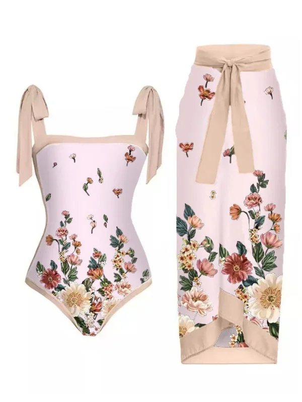 1950s Vintage Floral Swimsuit & Cover-Up