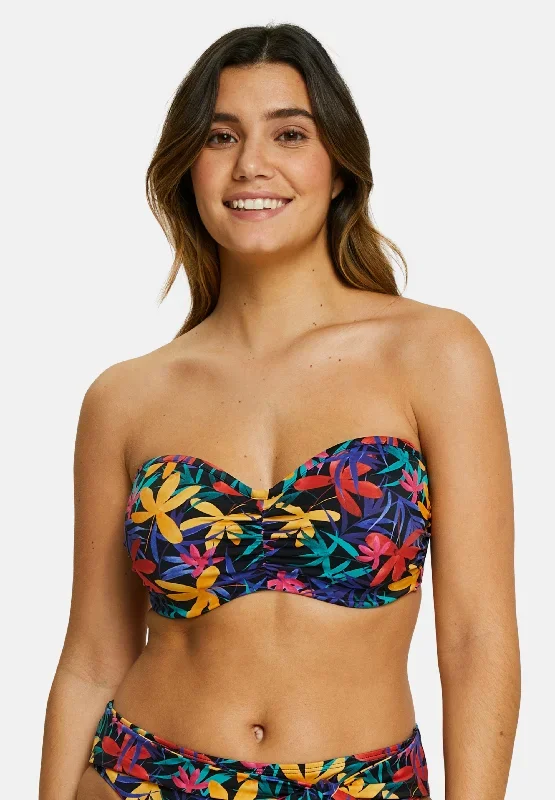 Haut de maillot de bain bandeau avec armatures Island Dream Florale Noir