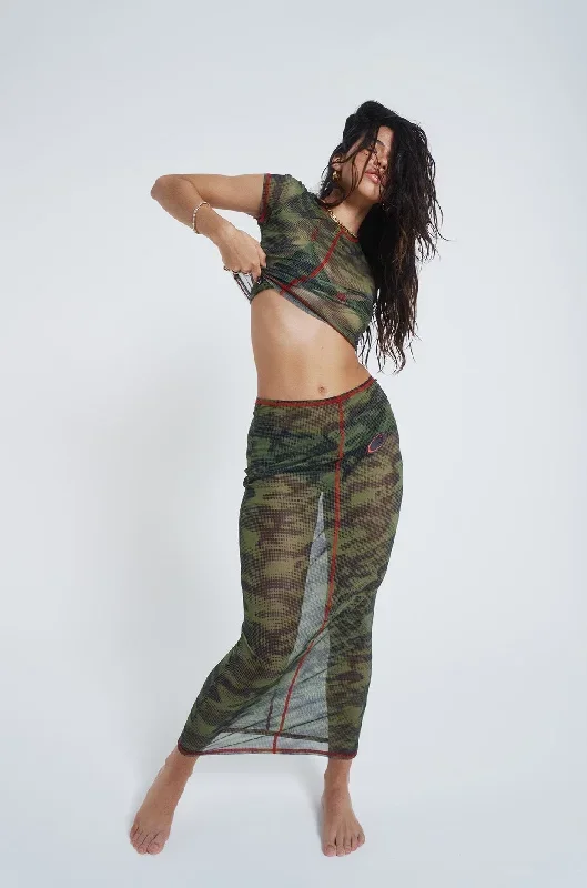 Astro Camo Mesh Maxi Skirt