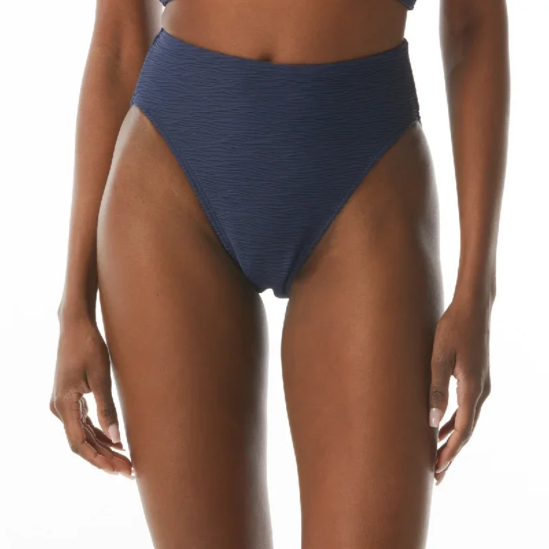 Carmen Marc Valvo Wave Texture High Waist Bikini Bottom