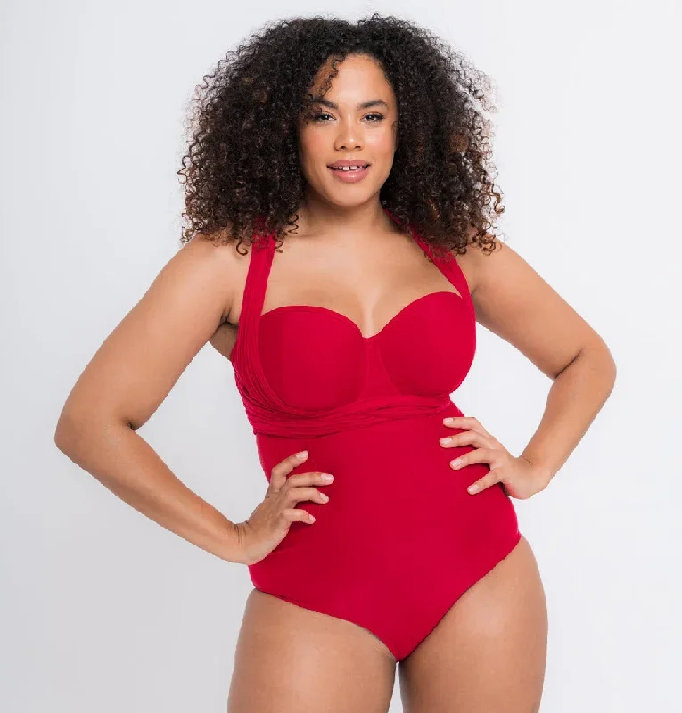 Curvy Kate Swimwear Wrapsody Red Multiway Bandeau One Piece CS005600