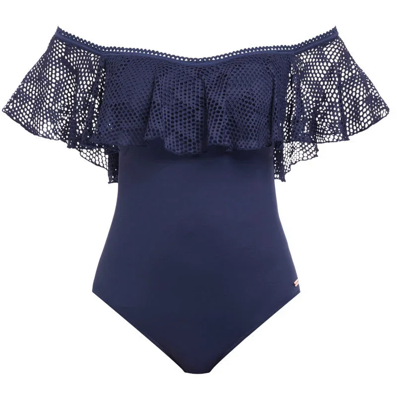 Marseille Twilight Blue Bardot One Piece Swimsuit - Fantasie Swim