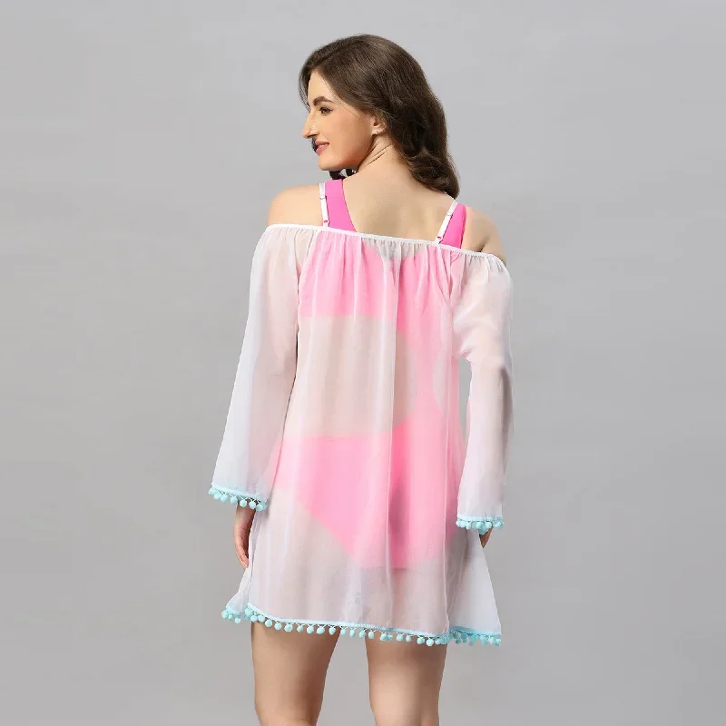 full-sleeves-off-shoulder-pom-pom-cover-up-dress-aqs-23-white