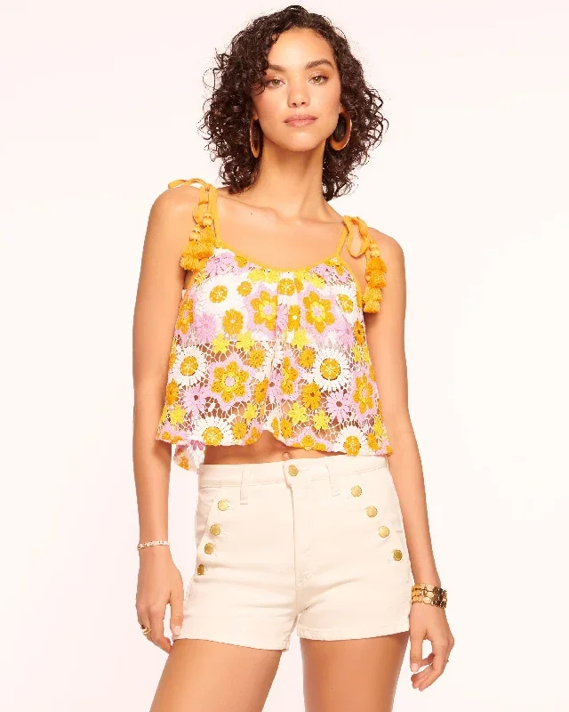 Katie Crochet Floral Coverup Top