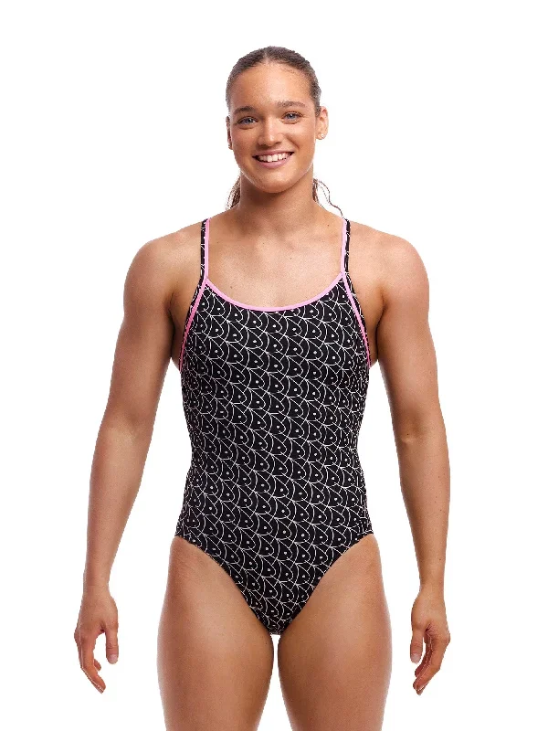 Women's Swim Secure Diamond Back One Piece Swimsuit - Summer Fish