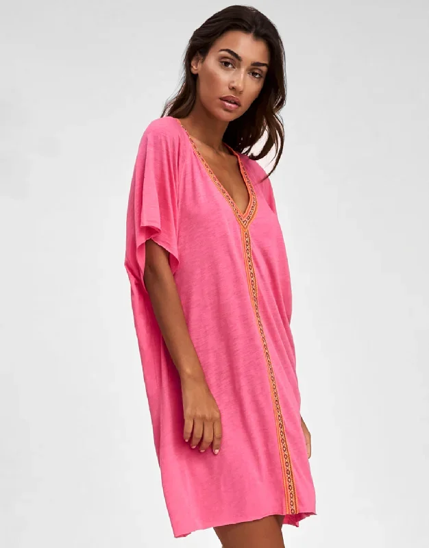 Mini Pima Abaya Dress - Hot Pink