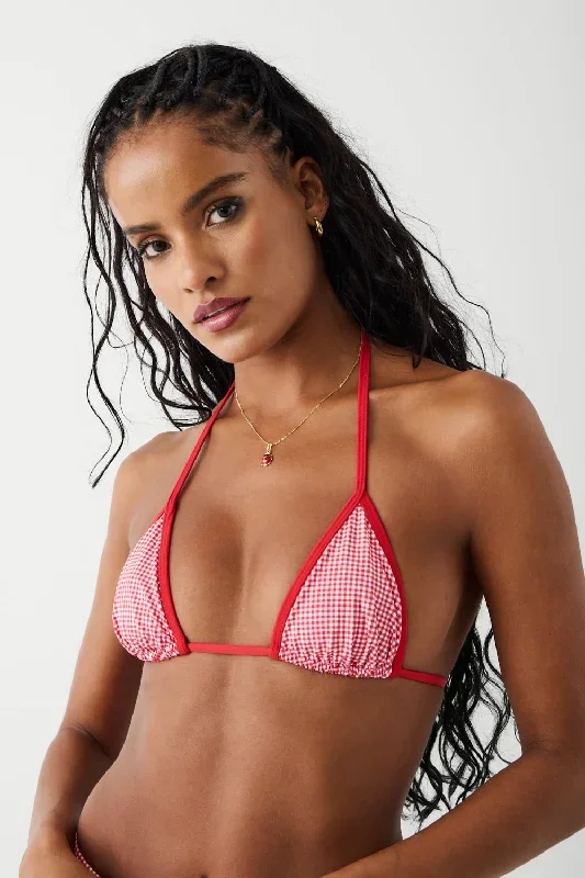 Nick Triangle Gingham Bikini Top - Ladybug Gingham