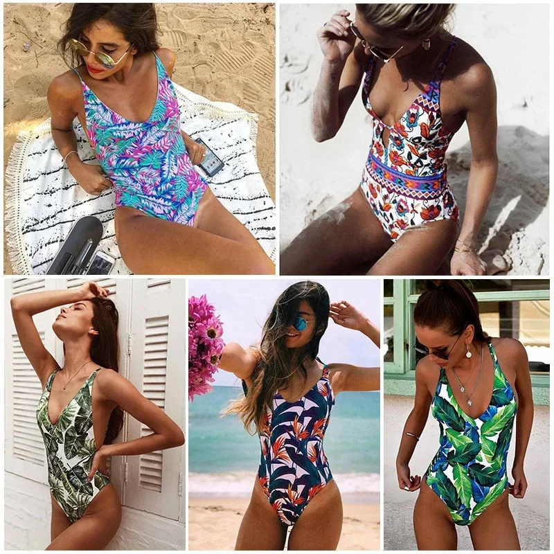 One Piece Swimsuit Cross Back Swimwear