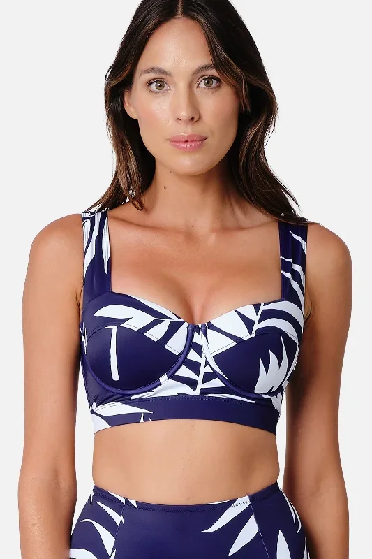 Original Bustier Balconette Bikini Bralette PALM SILHOUETTE NAVY