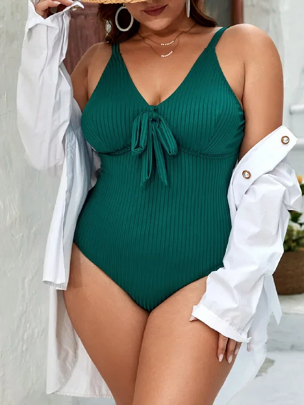 Plus Knot Front One Piece Swimsuit