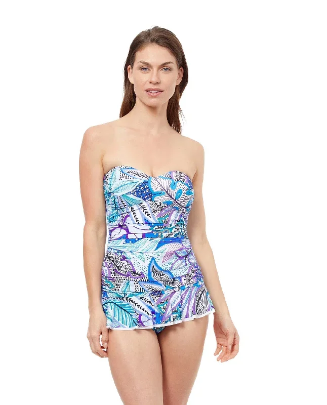 Profile By Gottex Tropic Boom Bandeau Strapless Shirred Swimdress