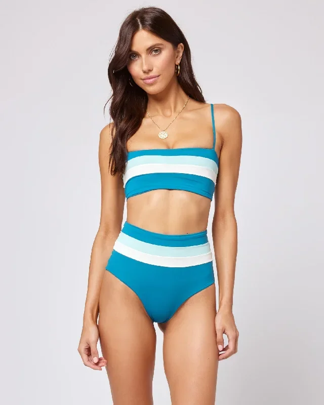 Rebel Stripe Bikini Top - Mediterranean-Cream-Pool