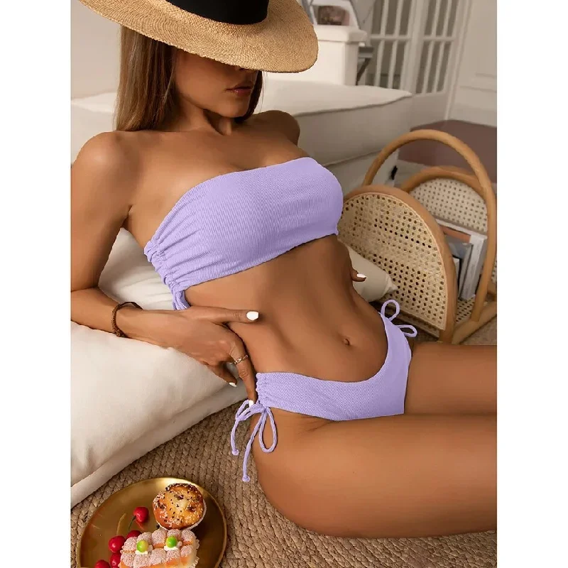 Bandeau Swimsuit High Waist Set 2 Piece