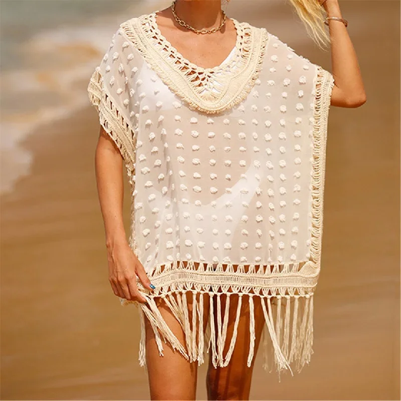 Sunset and Swim Fringe Tassel Crochet Beach Cover Up