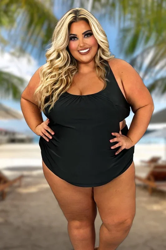 SWIM-E {Kissed By The Sun} Black Racerback 2 Piece Swimsuit PLUS SIZE 4X