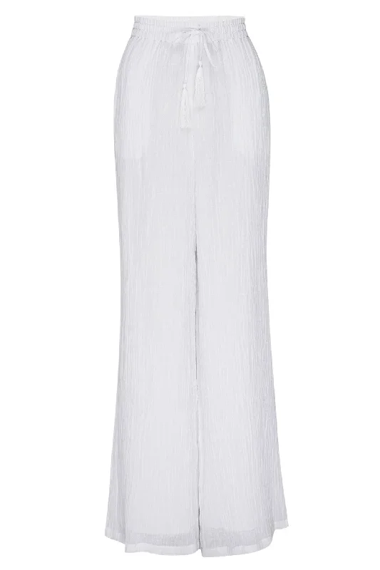 Tahiti Pant - White Crinkle Linen