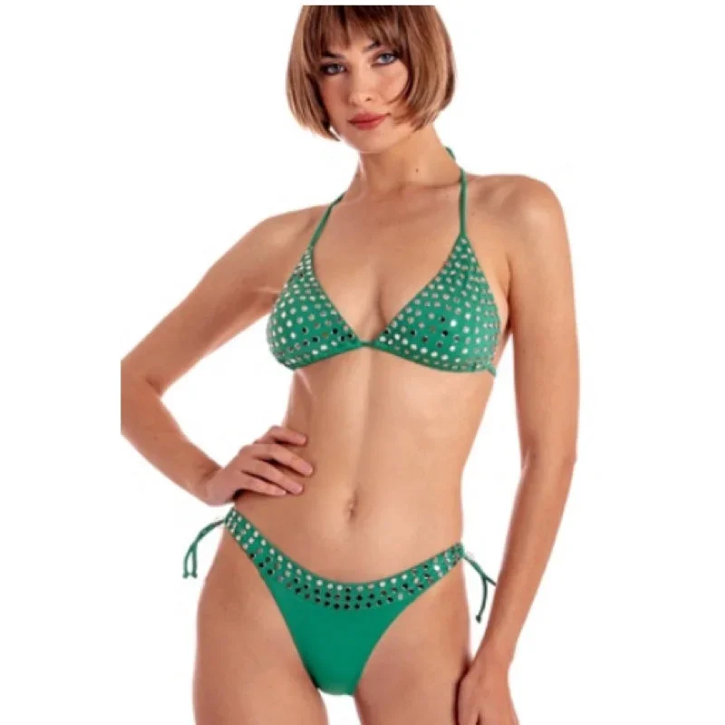 Padded Triangle Bikini With Mirror Crystals PE023S