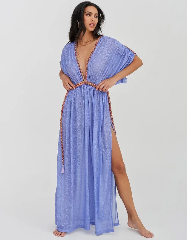 Tulum Braided Sleeve Dress - Periwinkle