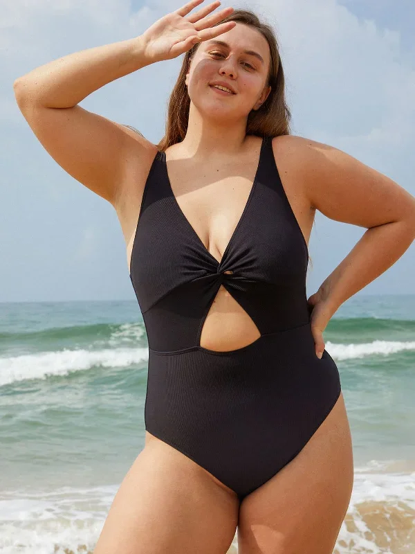 Twist Cutout Plus Size One-Piece Swimsuit