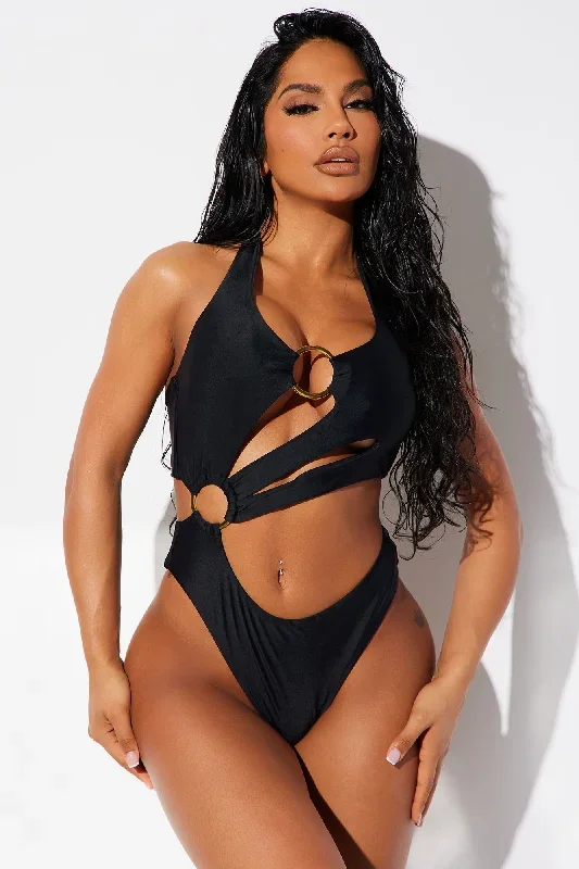 Vacation Villas Cutout One Piece Swimsuit - Black