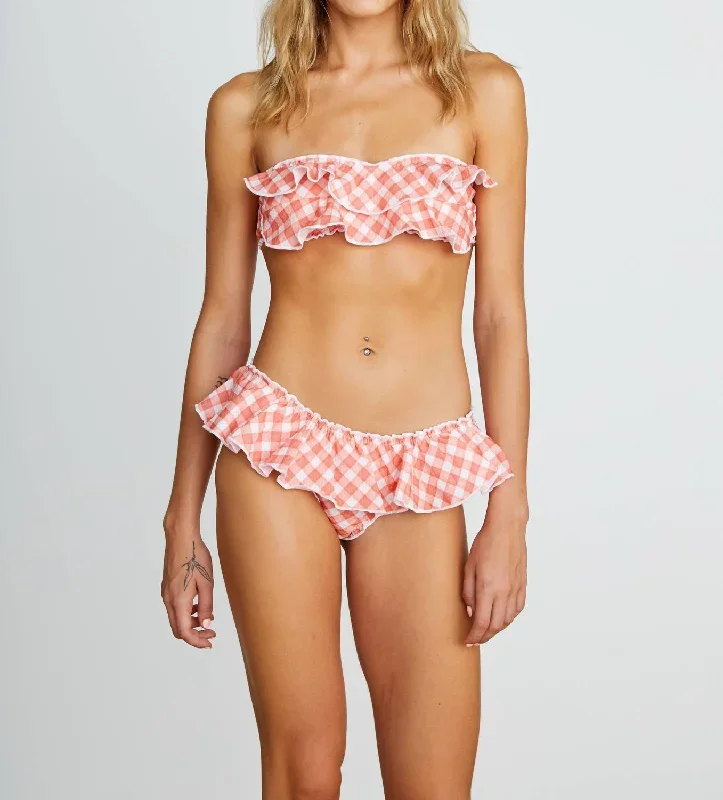 Vichy Ruffled Bikini Set In Orange