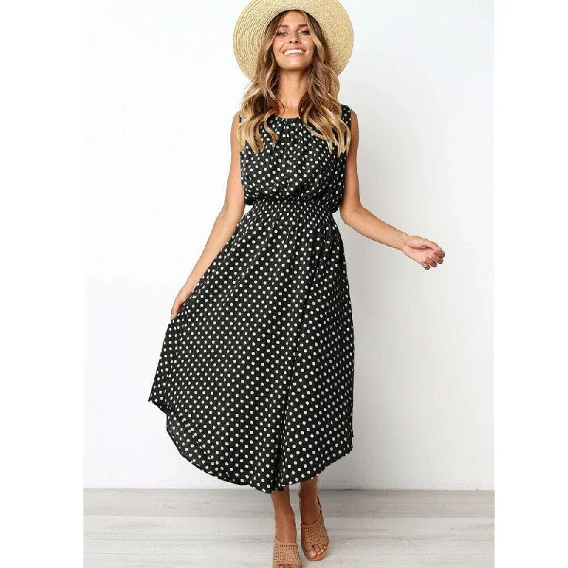 women-boho-sleeveless-midi-dress-polka-dot-fashion-summer-party-high-waist-o-neck-holiday