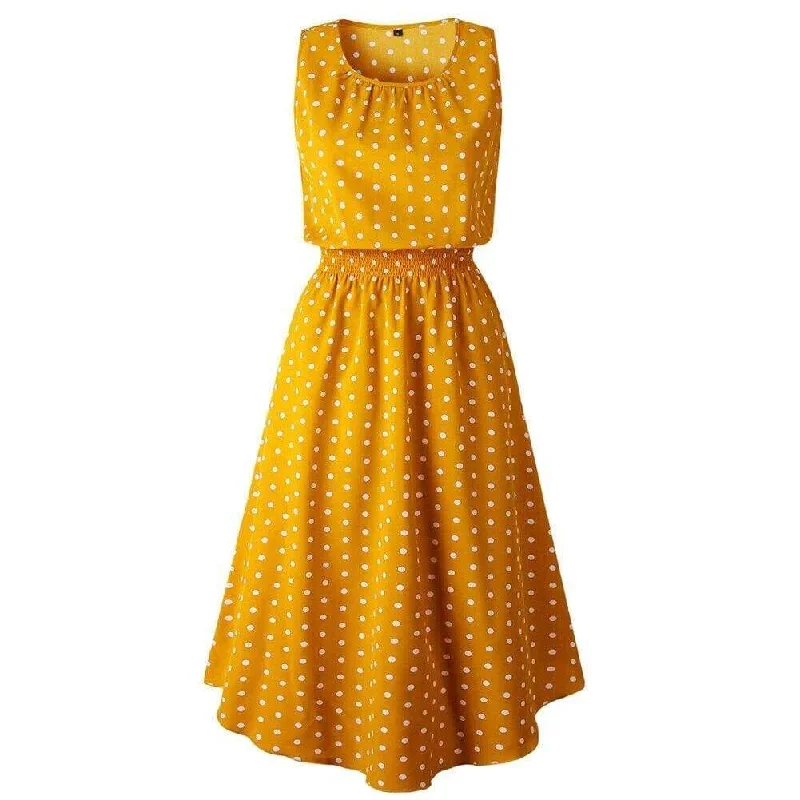 women-boho-sleeveless-midi-dress-polka-dot-fashion-summer-party-high-waist-o-neck-holiday