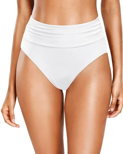 Women High Waisted Bikini Tummy Control Swimsuit Bottoms Ruched Bathing Suit Swim Bottom High Cut