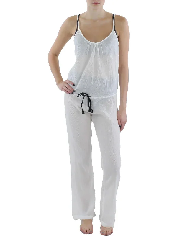 Womens Drawstring Jumpsuit Cover-Up