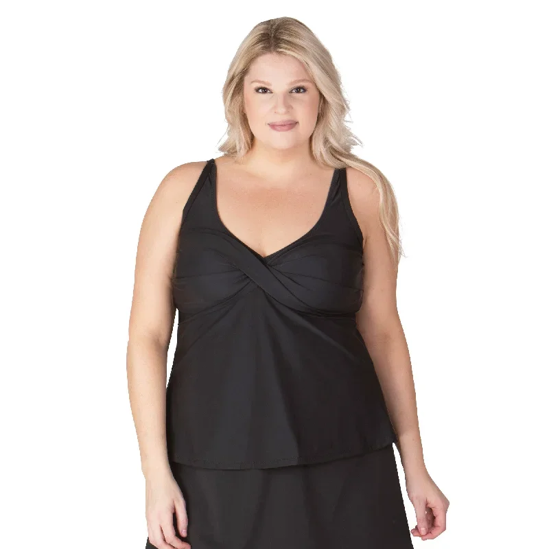 Easy Fit Twist Front Swim Top From Topanga - Black